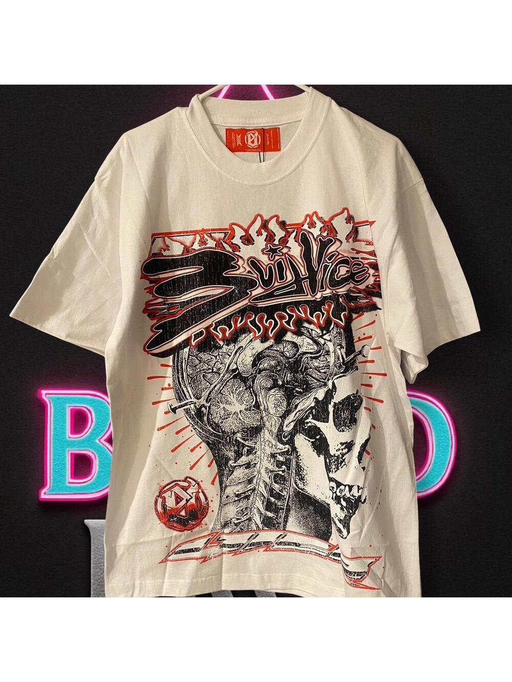 Evil Vice “Everyday Has a Vice” White Graphic Tee – Large
